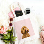 Gepersonaliseerde Pastelroze telefoonhoes met hond Tote Bag<br><div class="desc">Draag je liefde voor je harige vriend waar je ook gaat met deze gepersonaliseerde pastelroze canvas tas. Met een foto van je geliefde hond en zijn naam, combineert dit tas stijl en praktische bruikbaarheid. Gemaakt van duurzame en lichtgewicht stof, het is perfect voor dagelijks gebruik, of je nu boodschappen doet...</div>