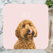 Gepersonaliseerde Pastelroze telefoonhoes met hond Vierkante Sticker