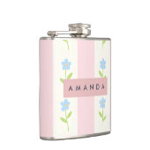 Gepersonaliseerde pastelstrepen met bloemenpatroon heupfles (Rechts)