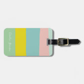 Gepersonaliseerde Pastelstrepen Reizigersbestemmin Bagagelabel (Voorkant horizontaal)