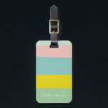 Gepersonaliseerde Pastelstrepen Reizigersbestemmin Bagagelabel<br><div class="desc">Laat uw koffer opvallen met dit stijlvolle gepersonaliseerde bagagelabel met zachte pastelstrepen in een modern kleurenblokontwerp. Dit label is ideaal voor frequente reizigers, jetsetters en vakantieliefhebbers en voegt een trendy tintje toe aan elke tas terwijl uw informatie veilig blijft. Pas het aan met een naam voor een unieke en praktische...</div>