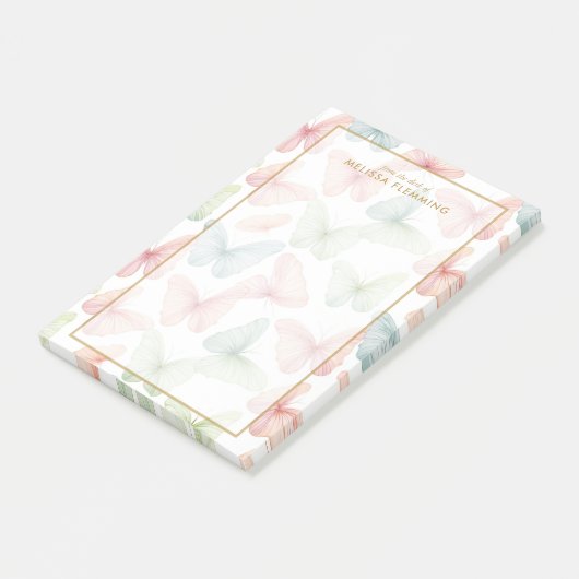 🦋 Gepersonaliseerde pastelvlinder Post-it® Notes (Schuin)