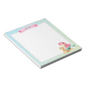 Gepersonaliseerde pastelzeemeermin met roze haar notitieblok (Schuin)