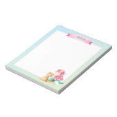 Gepersonaliseerde pastelzeemeermin met roze haar notitieblok (Linkerzijde)