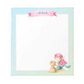 Gepersonaliseerde pastelzeemeermin met roze haar notitieblok (Voorkant)