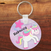 Gepersonaliseerde pastroze Unicorn Sleutelhanger (Voorkant)