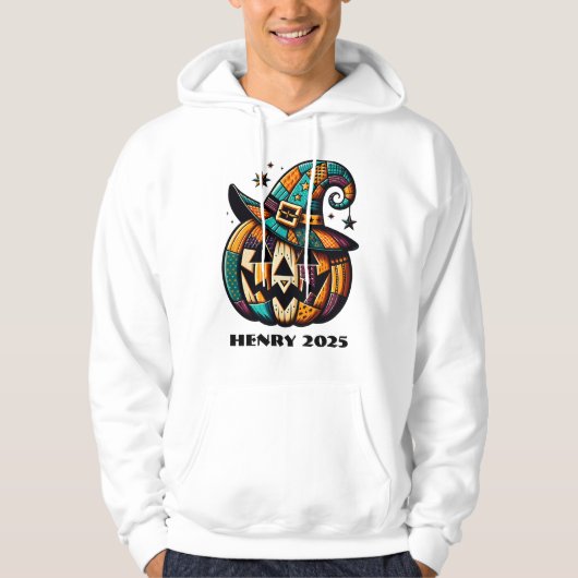 Gepersonaliseerde Patchwork Pump Halloween Hoodie (Voorkant)