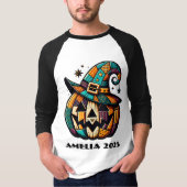 Gepersonaliseerde Patchwork Pump Halloween T-shirt (Voorkant)