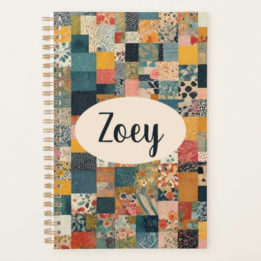 Gepersonaliseerde Patchwork Quilt Print Planner (Voorkant)