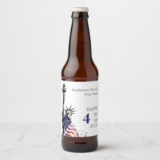 Gepersonaliseerde Patriottische 4 juli Party Bier Etiket (Voorkant)