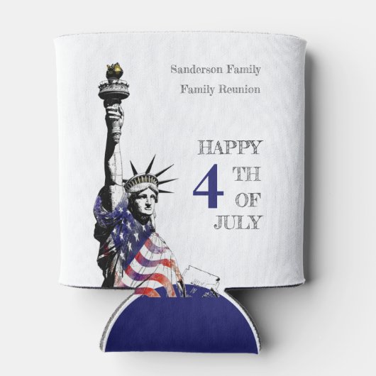 Gepersonaliseerde Patriottische 4 juli Party Blikjeskoeler (Achterkant)