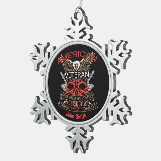 Gepersonaliseerde Patriottische Amerikaanse vetera Tin Sneeuwvlok Ornament (Rechts)