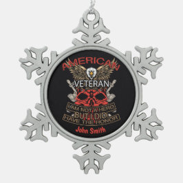 Gepersonaliseerde Patriottische Amerikaanse vetera Tin Sneeuwvlok Ornament