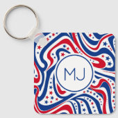 Gepersonaliseerde patriottische Amerikaanse vlag k Sleutelhanger (Voorkant)