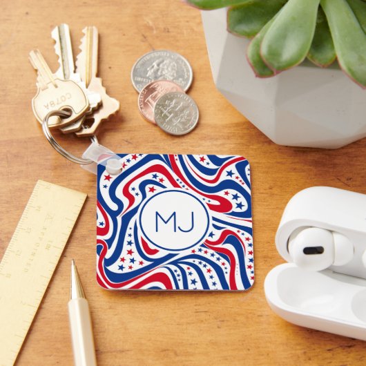 Gepersonaliseerde patriottische Amerikaanse vlag k Sleutelhanger (Bureau)