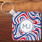 Gepersonaliseerde patriottische Amerikaanse vlag k Sleutelhanger (Voorkant)