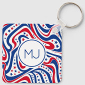 Gepersonaliseerde patriottische Amerikaanse vlag k Sleutelhanger (Achterkant)