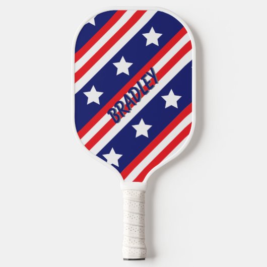 Gepersonaliseerde patriottische Amerikaanse vlag n Pickleball Paddle (Voorkant)