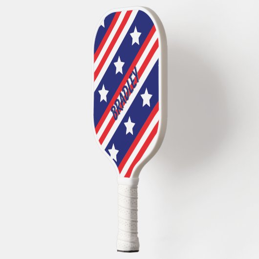 Gepersonaliseerde patriottische Amerikaanse vlag n Pickleball Paddle (Links)