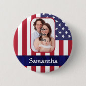 Gepersonaliseerde patriottische Amerikaanse vlag Ronde Button 5,7 Cm (Voorkant)