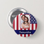 Gepersonaliseerde patriottische Amerikaanse vlag Ronde Button 5,7 Cm (Voorkant /achterkant)