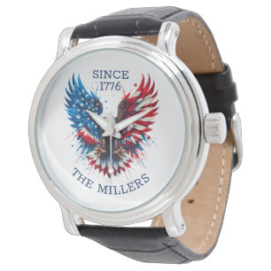 Gepersonaliseerde patriottische kleuren America Bo Horloge