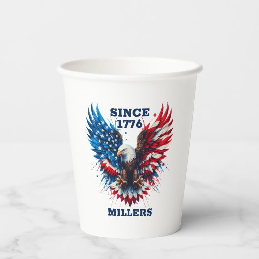 Gepersonaliseerde patriottische kleuren America Bo Papieren Bekers (Achterkant)