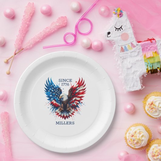 Gepersonaliseerde patriottische kleuren America Bo Papieren Bordje (Feest)