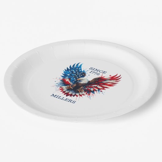 Gepersonaliseerde patriottische kleuren America Bo Papieren Bordje (Gekanteld)