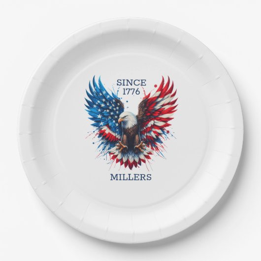 Gepersonaliseerde patriottische kleuren America Bo Papieren Bordje (Voorkant)