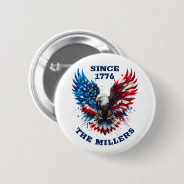 Gepersonaliseerde patriottische kleuren America Bo Ronde Button 5,7 Cm