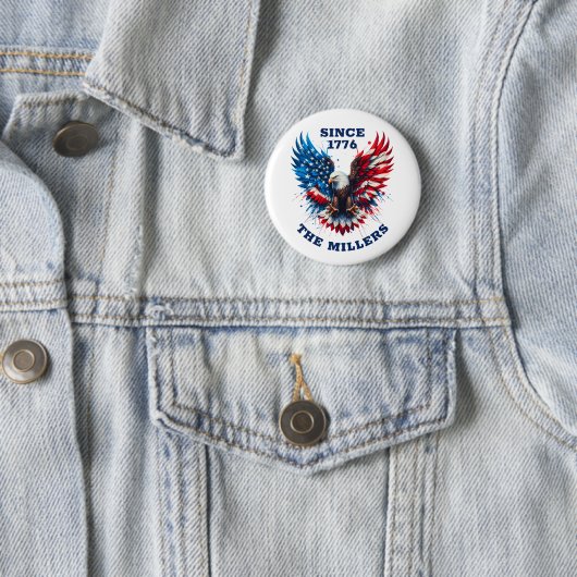 Gepersonaliseerde patriottische kleuren America Bo Ronde Button 5,7 Cm (In situ)