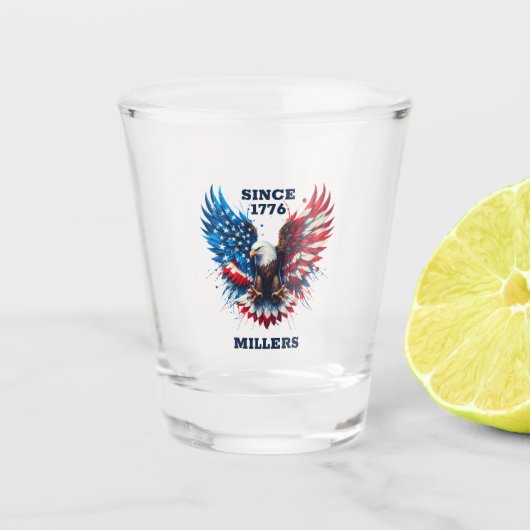 Gepersonaliseerde patriottische kleuren America Bo Shot Glas (Voorkant)