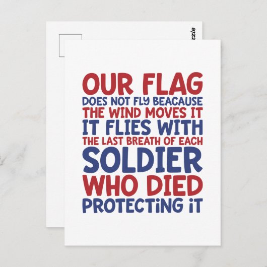 Gepersonaliseerde Patriottische Soldaat Quote Brie Briefkaart (Voorkant / Achterkant)