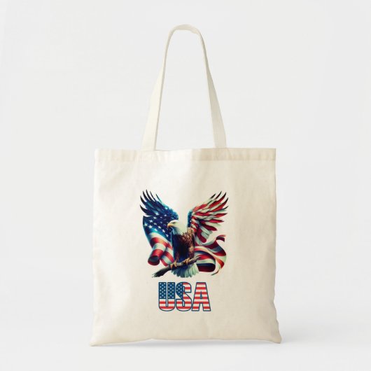 Gepersonaliseerde Patriottische Vlag en Adelaar va Tote Bag (Voorkant)