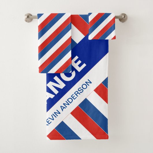 Gepersonaliseerde patriottische vlag van Frankrijk Bad Handdoek (Insitu)