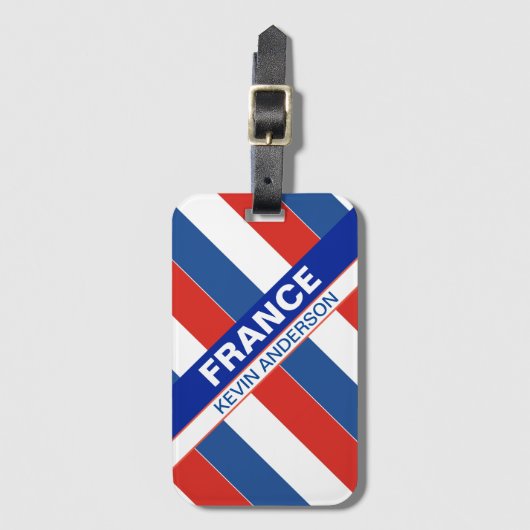 Gepersonaliseerde patriottische vlag van Frankrijk Bagagelabel (Voorkant (verticaal))