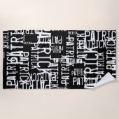 Gepersonaliseerde Patroon Typografie Namen op Zwar Strandlaken (Voorkant)