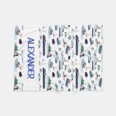 Gepersonaliseerde patroonhoeken en -schepen fleece deken (Voorkant (Horizontaal))