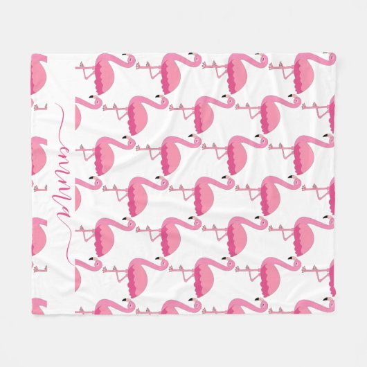 Gepersonaliseerde Patter van Flamingo met de Naam  Fleece Deken (Voorkant (Horizontaal))