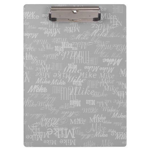 Gepersonaliseerde pattereerde naam Cool Grey Klembord (Voorkant)