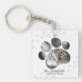 Gepersonaliseerde Paw Print Foto Kat Sleutelhanger (Voorkant)