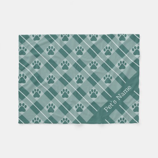 Gepersonaliseerde Paw Print Patroon Hondendekens Fleece Deken (Voorkant (Horizontaal))