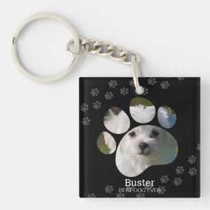 Gepersonaliseerde Paw Print Photo Dog Sleutelhanger