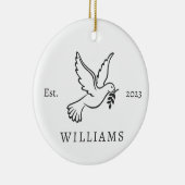 Gepersonaliseerde Peace Dove Kerstvakantie Keramisch Ornament (Rechts)