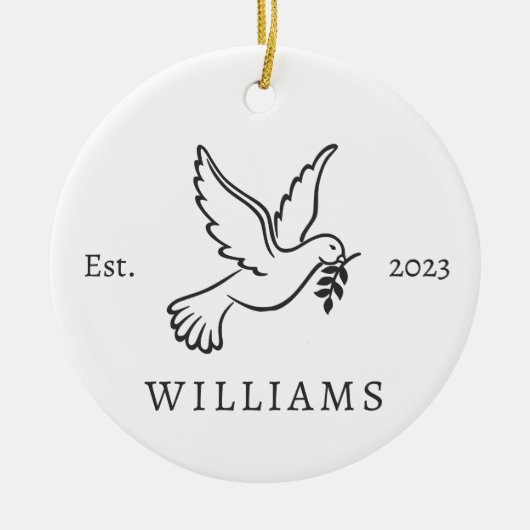 Gepersonaliseerde Peace Dove Kerstvakantie Keramisch Ornament (Voorkant)