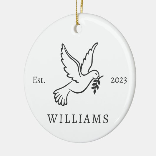 Gepersonaliseerde Peace Dove Kerstvakantie Keramisch Ornament (Links)