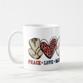 Gepersonaliseerde Peace Love Baseball Mok (Links)