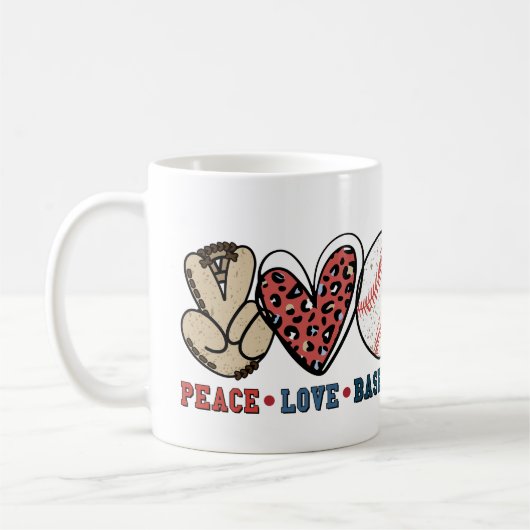 Gepersonaliseerde Peace Love Baseball Mok (Links)