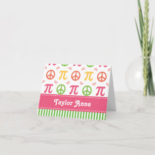 Gepersonaliseerde Peace Love Pi-notitiekaarten Notitiekaartje